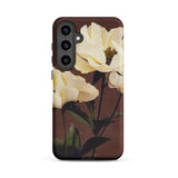White Peony - Ogawa Kazumasa Floral Samsung Case, Galaxy S24 Plus / Matte, Brown Phone Case White Floral Design