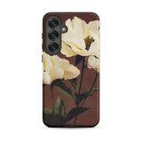 White Peony - Ogawa Kazumasa Floral Samsung Case, Galaxy S25 Plus / Matte, Brown Smartphone Case Cream-colored Floral Design