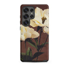 White Peony Ogawa Kazumasa Floral Samsung Case, Galaxy S25 Ultra / Matte, Smartphone Case Botanical Painting Light Colored Flowers Green