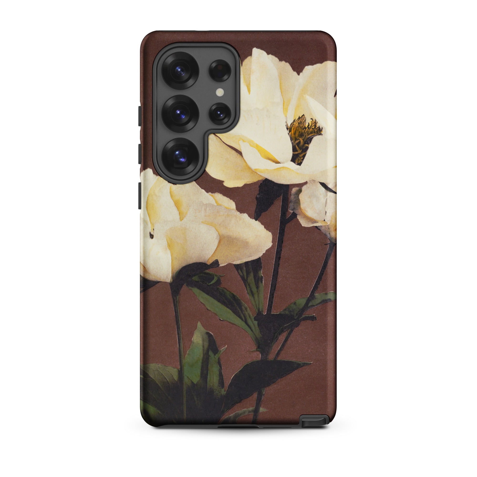 White Peony - Ogawa Kazumasa Floral Samsung Case, Galaxy S25 Ultra / Matte, Smartphone Case Botanical Painting Light-colored Flowers Green