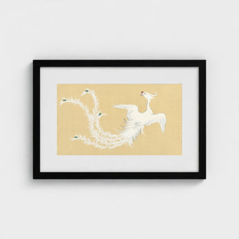 White Phoenix - Kamisaka Sekka Momoyogusa Art Print / Canvas Framed Artwork Stylized Elaborate Feathered Wings Sekka’s, Bird, Prints