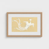 White Phoenix - Kamisaka Sekka Momoyogusa Art Print / Canvas Minimalist Wooden-framed Artwork Delicate Intricate Feather Sekka’s, Bird,