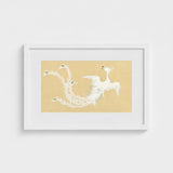 White Phoenix - Kamisaka Sekka Momoyogusa Art Print / Canvas Framed Artwork Feathered Green-tipped Tail Feathers Sekka’s, Bird, Prints