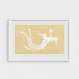 White Phoenix - Kamisaka Sekka Momoyogusa Art Print / Canvas Framed Artwork Feathered Green-tipped Tail Feathers Sekka’s, Bird, Prints