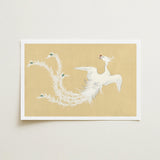 White Phoenix - Kamisaka Sekka Momoyogusa Art Print / Canvas Delicate Illustration Green Accents Feathers Printed Sekka’s, Bird, Prints