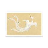 White Phoenix - Kamisaka Sekka Momoyogusa Art Print, White Cranes Graceful Flight Rendered Delicate Brushstrokes