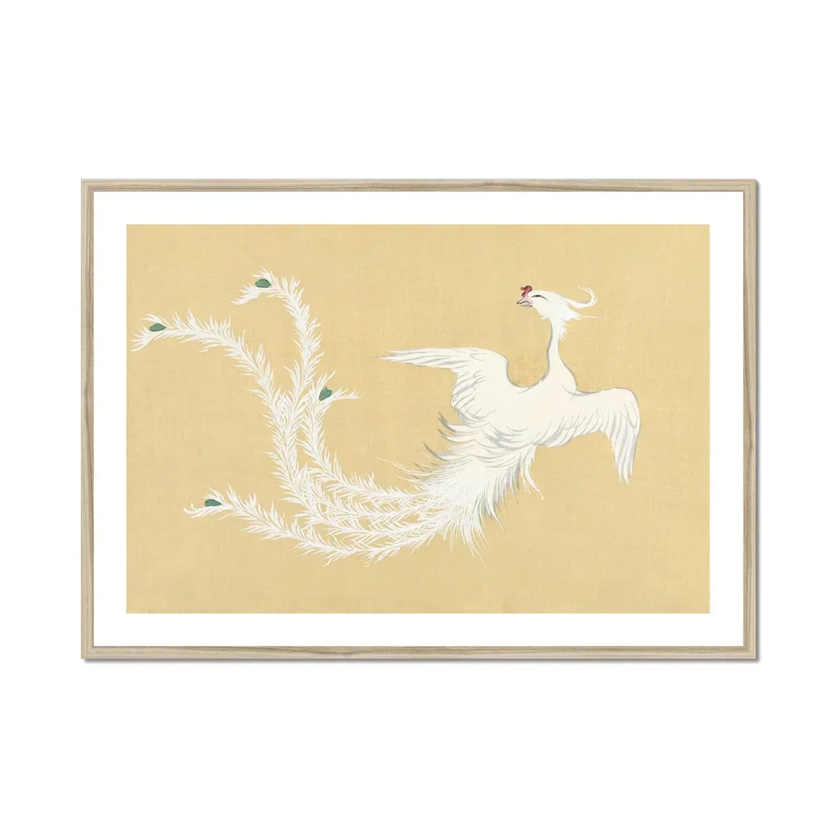 White Phoenix Kamisaka Sekka Momoyogusa Art Print, White Phoenix Like Bird Feathers Plumage