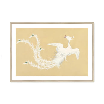 White Phoenix - Kamisaka Sekka Momoyogusa Art Print, White Phoenix-like Bird Feathers Plumage