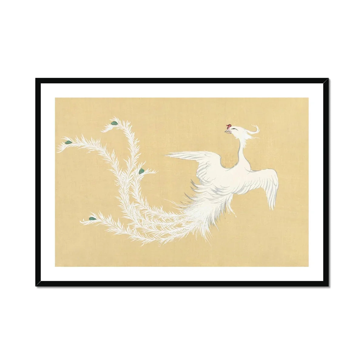 White Phoenix Kamisaka Sekka Momoyogusa Art Print, White Phoenix Like Bird Feathers Rendered Delicate Brushstrokes