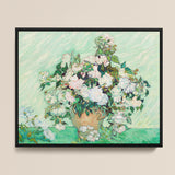 Framed Reproduction Vincent Van Gogh’s ?Vase Roses” Lush Gogh, Post-impressionist Masterpiece Art, Roses