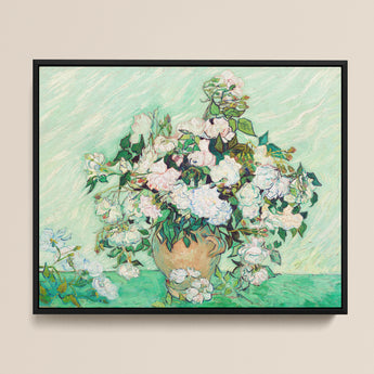 Framed Reproduction Vincent Van Gogh’s ?Vase Roses” Lush Gogh, Post-impressionist Masterpiece Art, Roses