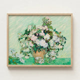 Framed Reproduction Vincent Van Gogh’s ?Vase Roses” Lush Gogh, Post-impressionist Masterpiece Art, Roses