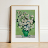 White Roses - Vincent Van Gogh Floral Art Print / Canvas, 12x16’’ / 31x41cm / Natural Frame / Matboard, Posters Prints & Visual Artwork,