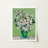White Roses - Vincent Van Gogh Floral Art Print / Canvas Vibrant Green Ceramic Vase Filled Lush Bouquet Gogh’s, Prints
