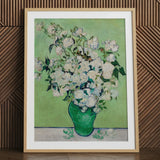 White Roses - Vincent Van Gogh Floral Art Print / Canvas Framed Reproduction Vincent Gogh’s White Roses Green Roses, Floral Art Print,