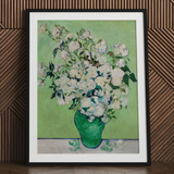 White Roses - Vincent Van Gogh Floral Art Print / Canvas Framed Reproduction Vincent Gogh’s Vase White Roses Roses, Floral Art Print,