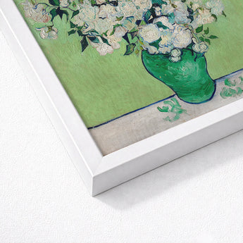 White Roses - Vincent Van Gogh Floral Art Print / Canvas Vibrant Green Ceramic Vase Filled Painted Gogh’s, Prints