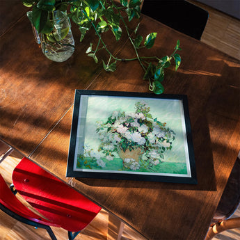 White Roses - Vincent Van Gogh Floral Art Print, Framed Watercolor Painting White Flowers Vase