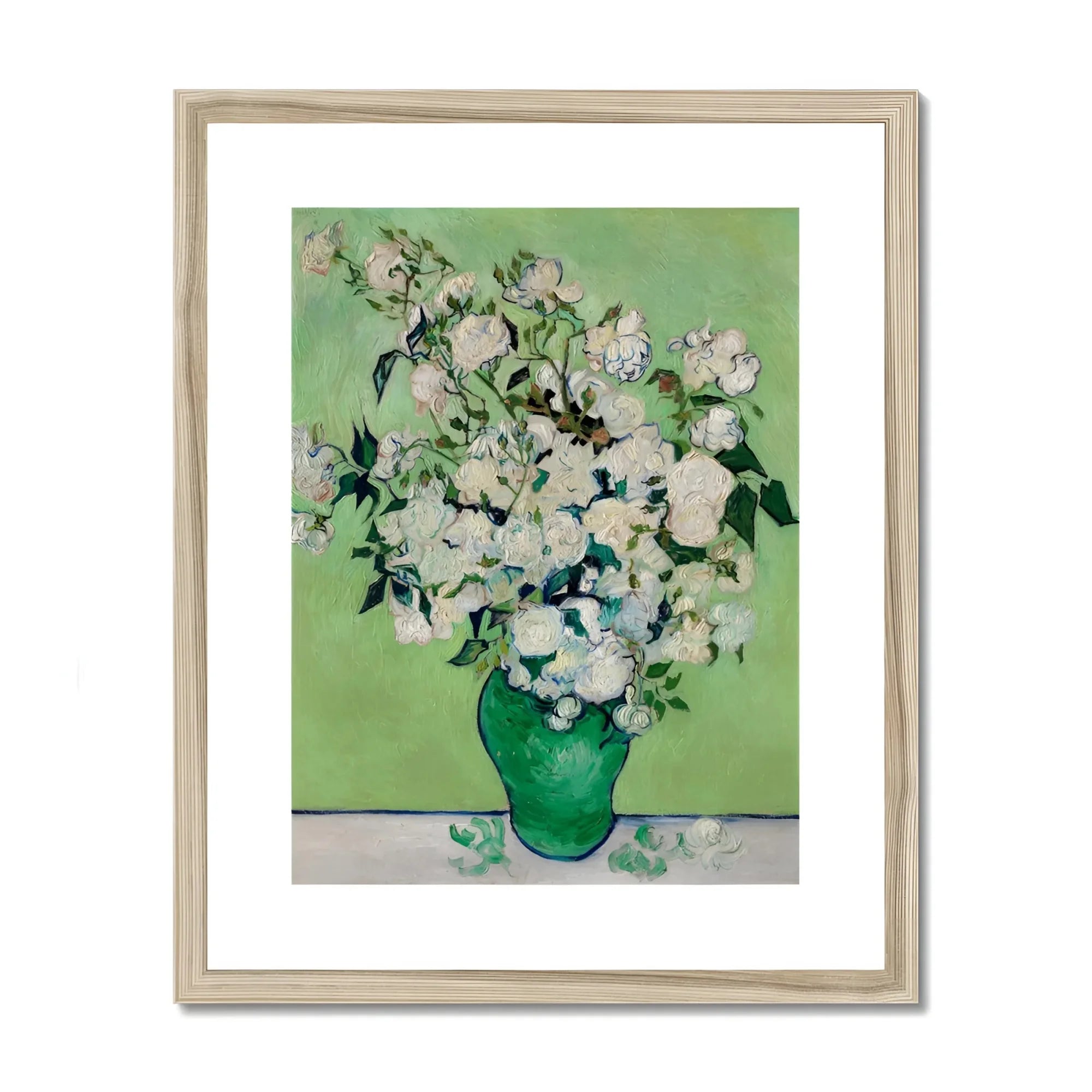 White Roses - Vincent Van Gogh Floral Art Print, White Roses Green Vase