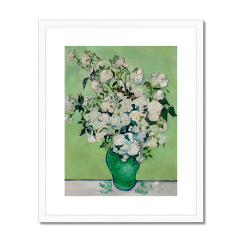 White Roses - Vincent Van Gogh Floral Art Print, White Roses Green Vase