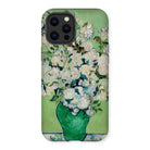 White Roses - Vincent Van Gogh Iphone Case, 12 Pro Max / Matte, Phone Case Painting White Roses Green Vase
