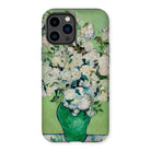 White Roses - Vincent Van Gogh Iphone Case, 14 Pro Max / Matte, Phone Case Painting White Roses Green Vase