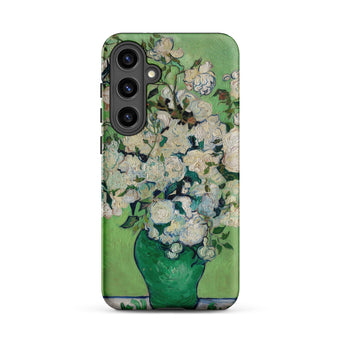 White Roses - Vincent Van Gogh Phone Case Samsung Galaxy S24 Plus / Matte Green Ceramic Vase Filled White Roses Background Vincent Gogh,