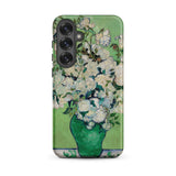 White Roses - Vincent Van Gogh Phone Case Samsung Galaxy S25 Plus / Matte Green Vase Filled White Flowers Printed Phone Case Vincent Gogh,