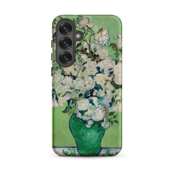 White Roses - Vincent Van Gogh Phone Case Samsung Galaxy S25 Plus / Matte Green Vase Filled White Flowers Printed Phone Case Vincent Gogh,