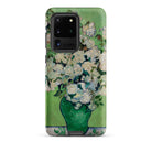 White Roses Vincent Van Gogh Samsung Case, Galaxy S20 Ultra / Matte, Smartphone Case Green Background Painting White Roses Vase