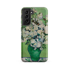 White Roses Vincent Van Gogh Samsung Case, Galaxy S21 Fe / Matte, Smartphone Case White Floral Painting Green Vase Background