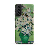White Roses - Vincent Van Gogh Samsung Case, Galaxy S21 Plus / Matte, Smartphone Case Gogh-style Painting White Roses Green