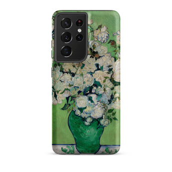 White Roses - Vincent Van Gogh Samsung Case, Galaxy S21 Ultra / Matte, Phone Case Gogh-style Painting White Roses Green