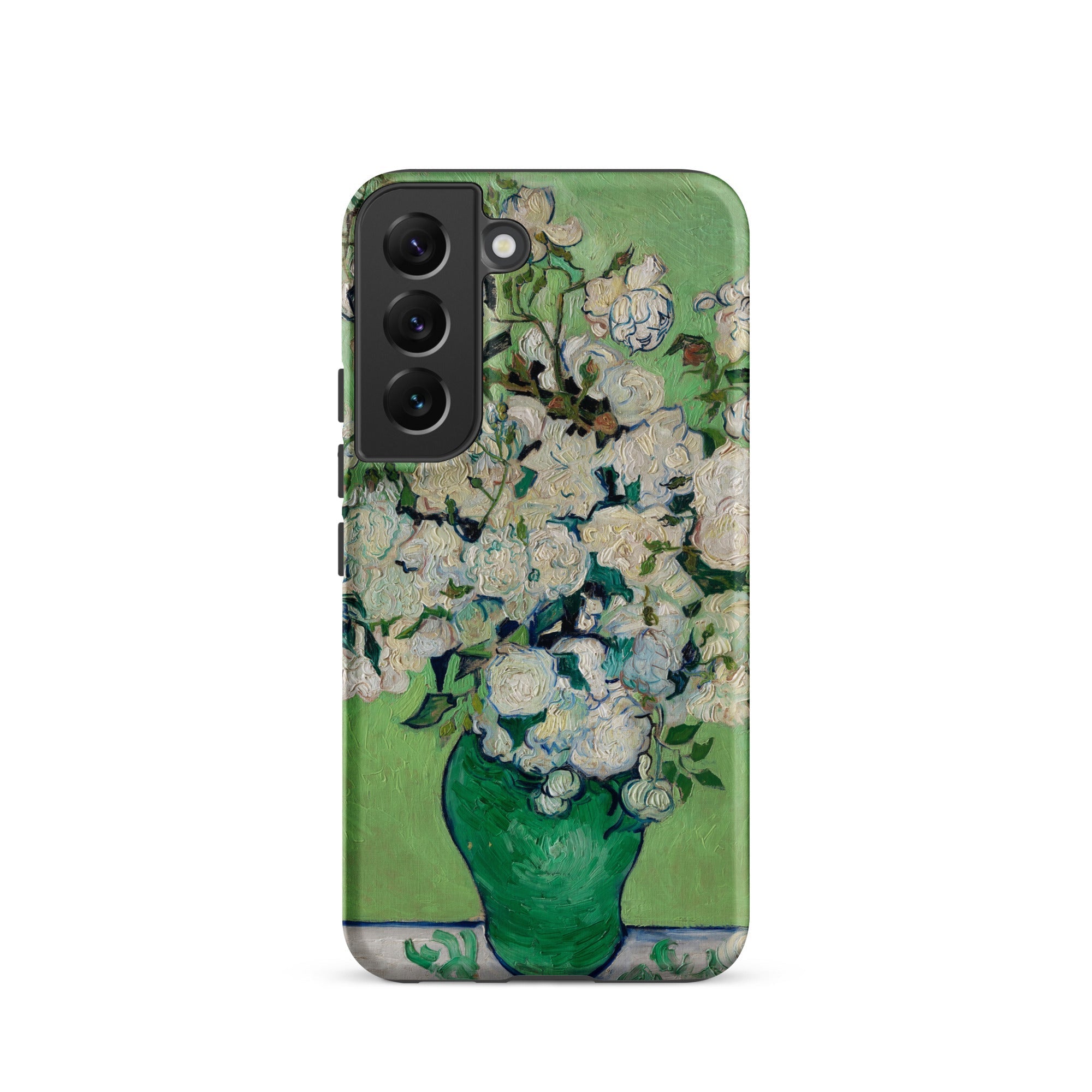 White Roses Vincent Van Gogh Samsung Case, Galaxy S22 / Matte, Smartphone Case Gogh Style Painting White Roses Green
