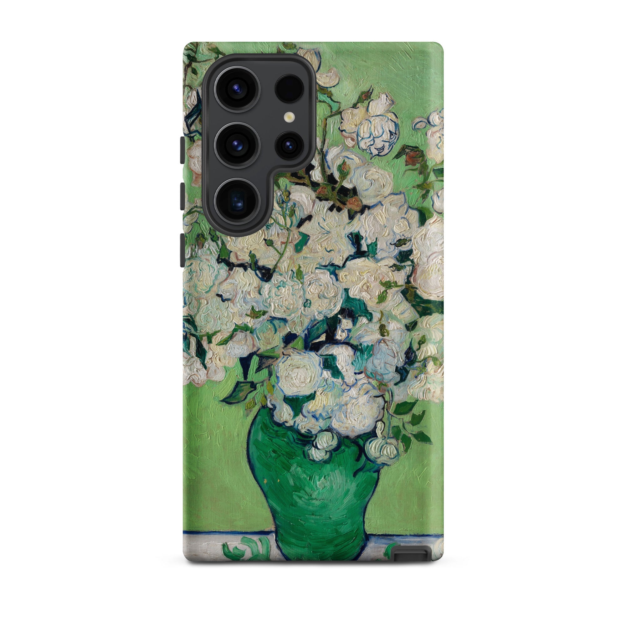 White Roses Vincent Van Gogh Samsung Case, Galaxy S23 Ultra / Matte, Smartphone Case Painting White Roses Green Vase