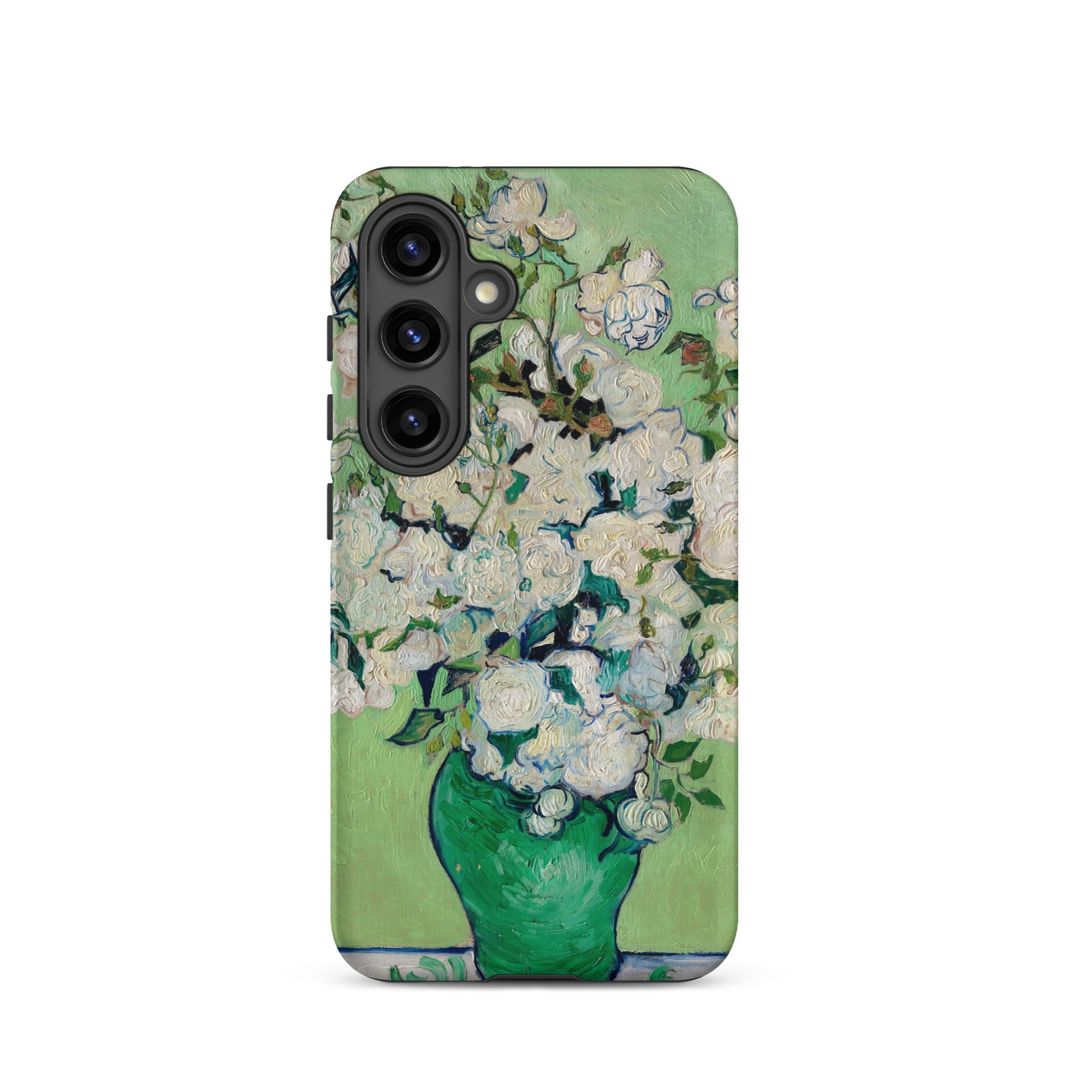 White Roses Vincent Van Gogh Samsung Case, Galaxy S24 / Matte, Smartphone Case White Roses Painting Green Vase
