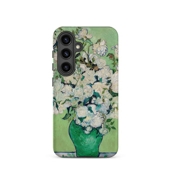 White Roses - Vincent Van Gogh Samsung Case, Galaxy S24 / Matte, Smartphone Case White Roses Painting Green Vase