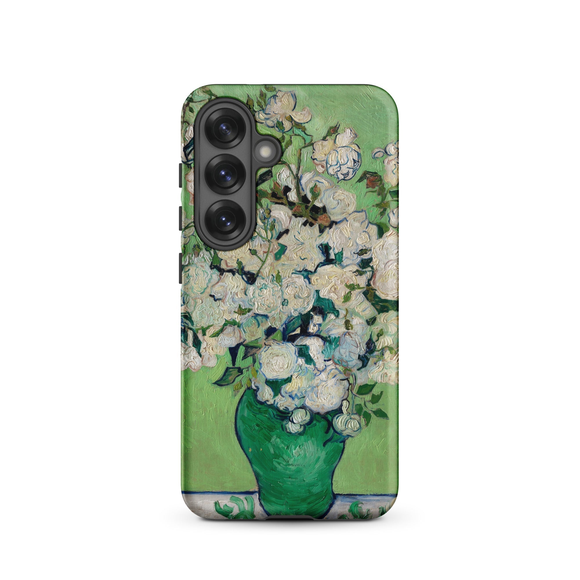 White Roses Vincent Van Gogh Samsung Case, Galaxy S25 / Matte, Smartphone Case Gogh Style Painting White Roses Green