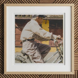 Wild at Heart - Hoi an Street Photography Art Print, 12x12’’ / 31x31cm / Natural Frame / 2’’ Matboard, Framed Photograph Older Man Bicycle