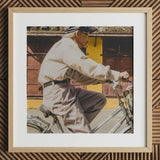 Wild at Heart - Hoi an Street Photography Art Print / Canvas Light Wood-framed Photograph Elderly Man Beige Jacket Dark Art Print,