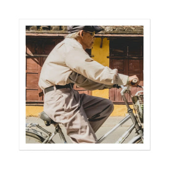 Wild at Heart - Hoi an Street Photography Art Print, Person Bicycle Light-colored Clothing