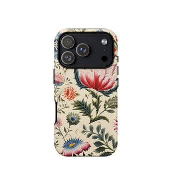 Wildflower Hoopla - Floral Garden Phone Case Iphone 17 Pro / Matte Floral-patterned Phone Case Vintage Botanical Design Red Blue Wildflower