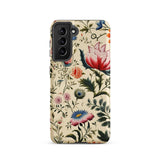 Wildflower Hoopla - Floral Garden Phone Case Samsung Galaxy S21 / Matte Vintage-style Floral Phone Case Intricate Illustrations Pink Blue