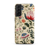 Wildflower Hoopla - Floral Garden Phone Case Samsung Galaxy S21 Plus / Matte Vintage-style Floral Phone Case Intricate Illustrations Red