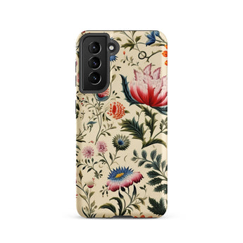 Wildflower Hoopla - Floral Garden Samsung Case, Galaxy S21 / Matte, Smartphone Case Vintage Floral Pattern Cream Background