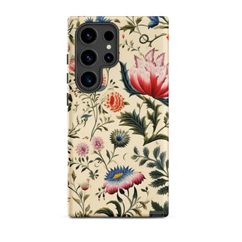 Wildflower Hoopla - Floral Garden Samsung Case, Galaxy S24 Ultra / Matte, Smartphone Case Vintage Floral Pattern Cream Background