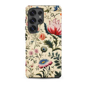 Wildflower Hoopla - Floral Garden Samsung Case, Galaxy S25 Ultra / Matte, Smartphone Case Multi-colored Floral Pattern Cream Background