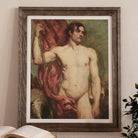 Male Nude Standard Bearer - William Etty Art Print, Framed Painting Nude Male Figure Red Cloth