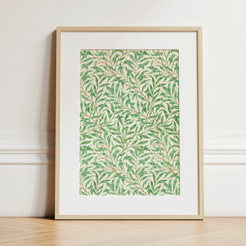 Willow Bough - William Morris Leaf Motif Art Print / Canvas, 12x16’’ / 31x41cm / Natural Frame / Matboard, Posters Prints & Visual Artwork,
