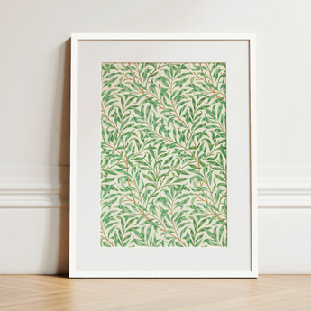 Willow Bough - William Morris Leaf Motif Art Print / Canvas, 12x16’’ / 31x41cm / White Frame / Matboard, Posters Prints & Visual Artwork,